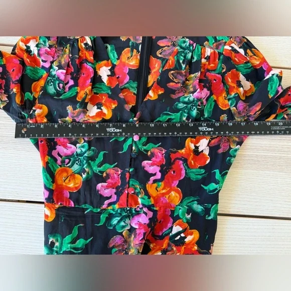 Diane von Furstenberg Silk Black Floral Print Silk Midi Dress size 6 (S) - Picture 13 of 16
